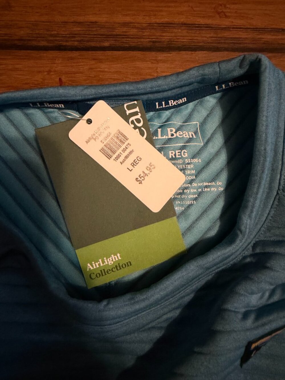 NWT LL Bean Blue Airlight Pullover Large - Picture 6 of 6